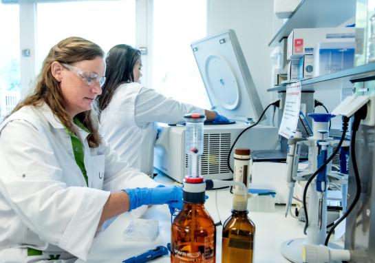 Inge and Fariza in the lab